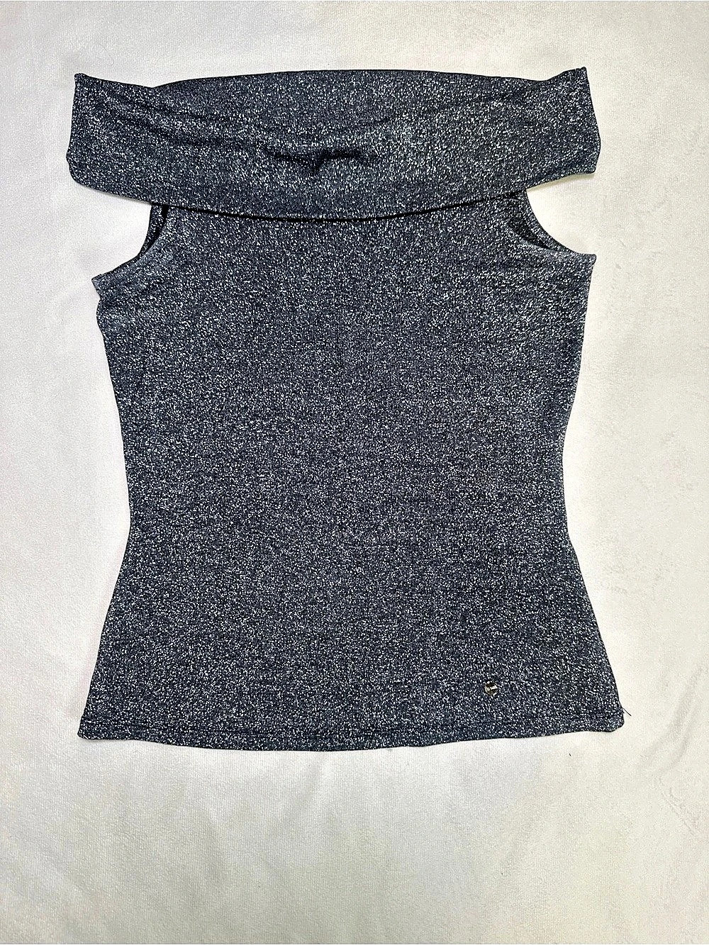 Ted Baker London Metallic Silver Off Shoulder Top Size 1 Y2K